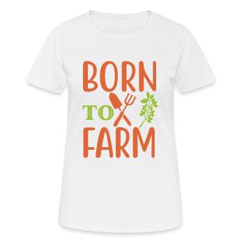 Né à la ferme - T-shirt respirant Femme - blanc - Devant - AI Model Female 172 dark (172cm)