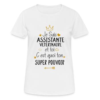Assistante vétérinaire cadeau drôle femme - T-shirt respirant Femme - blanc - Devant - AI Model Female 172 dark (172cm)