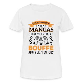 Mangas Jeux Video Bouffe Cadeau Humour - T-shirt respirant Femme - blanc - Devant - AI Model Female 172 dark (172cm)