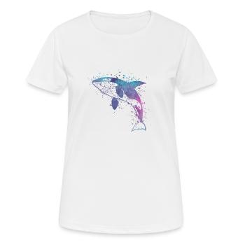 Blue and Purple Paint Splatter Killer Whale - Women's Breathable T-Shirt - white - Front - AI Model Female 172 dark (172cm)
