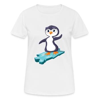 Un pingouin surfe sur une banquise - T-shirt respirant Femme - blanc - Devant - AI Model Female 172 dark (172cm)