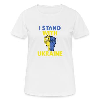 Je suis avec l’Ukraine, je soutiens l’Ukraine - T-shirt respirant Femme - blanc - Devant - AI Model Female 172 dark (172cm)