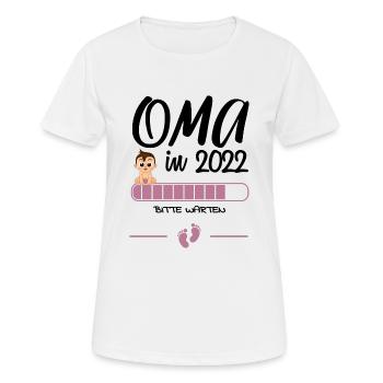 Oma in 2022 Bitte warten Schwangerschaft Verkünden - Frauen T-Shirt atmungsaktiv - Weiß - Vorne - AI Model Female 172 dark (172cm)
