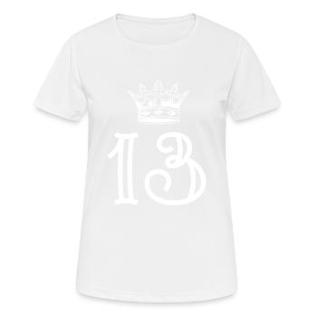 13 Zahl Krone - Frauen T-Shirt atmungsaktiv - Weiß - Vorne - AI Model Female 172 dark (172cm)