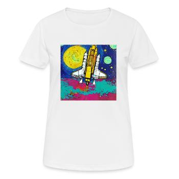 Space Shuttle Van Gogh - Frauen T-Shirt atmungsaktiv - Weiß - Vorne - AI Model Female 172 dark (172cm)