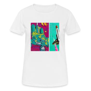 Space Shuttle Van Gogh - Frauen T-Shirt atmungsaktiv - Weiß - Vorne - AI Model Female 172 dark (172cm)