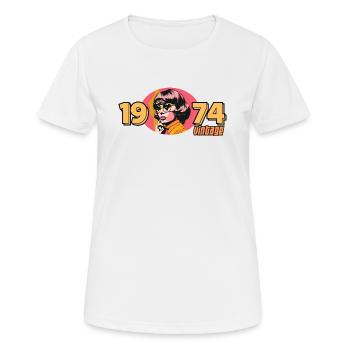 Jahrgang 1974 - Frauen T-Shirt atmungsaktiv - Weiß - Vorne - AI Model Female 172 dark (172cm)