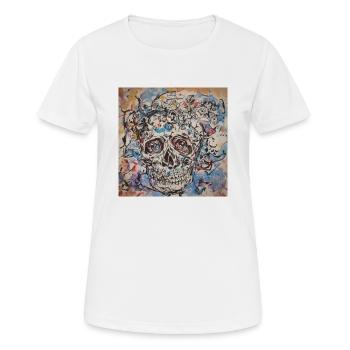 design de crâne abstrait par Benjamin Iddouche - T-shirt respirant Femme - blanc - Devant - AI Model Female 172 dark (172cm)
