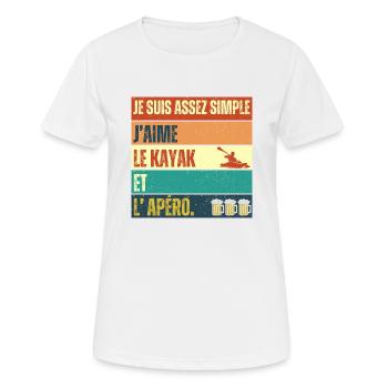 J' aime le kayak et l' apéro humour kayakiste - T-shirt respirant Femme - blanc - Devant - AI Model Female 172 dark (172cm)