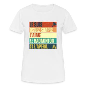 J' aime le badminton et l' apéro cadeau vintage - T-shirt respirant Femme - blanc - Devant - AI Model Female 172 dark (172cm)