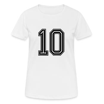 Numéro 10 : Aperçu de la conception sportive - T-shirt respirant Femme - blanc - Devant - AI Model Female 172 dark (172cm)