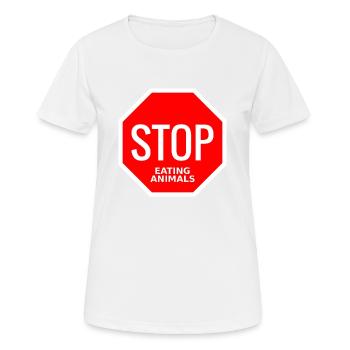 Stop Eating Animals - T-shirt respirant Femme - blanc - Devant - AI Model Female 172 dark (172cm)