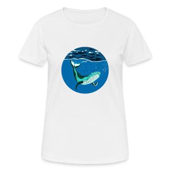 Baleine à bosse je bosse sous l'eau - T-shirt respirant Femme - blanc - Devant - AI Model Female 172 dark (172cm)
