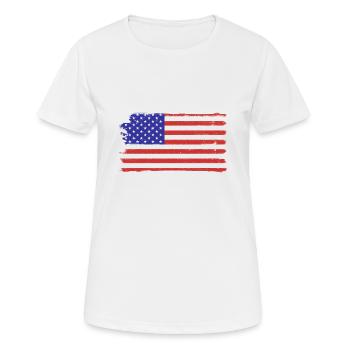American Flag of United States Distressed - Women's Breathable T-Shirt - white - Front - AI Model Female 172 dark (172cm)