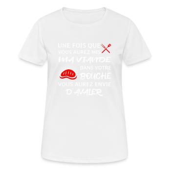 Ma viande Barbecue Citation drôle - T-shirt respirant Femme - blanc - Devant - AI Model Female 172 dark (172cm)