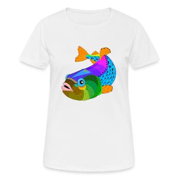 Poisson / poisson - T-shirt respirant Femme - blanc - Devant - AI Model Female 172 dark (172cm)