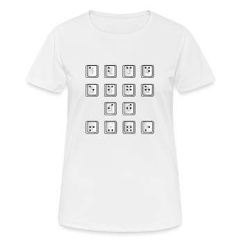 Braille-Computer-Schlüsselnummern - Frauen T-Shirt atmungsaktiv - Weiß - Vorne - AI Model Female 172 dark (172cm)