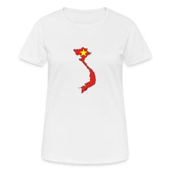 Vietnam-Übersichtskarte über Nationalflaggen-Symbol - Frauen T-Shirt atmungsaktiv - Weiß - Vorne - AI Model Female 172 dark (172cm)