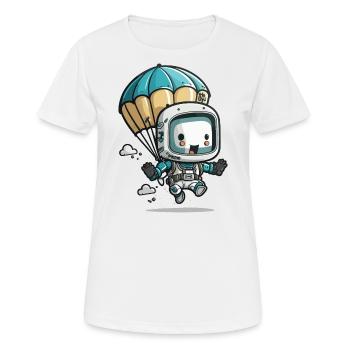Fallschirmsprung-Bot - Frauen T-Shirt atmungsaktiv - Weiß - Vorne - AI Model Female 172 dark (172cm)