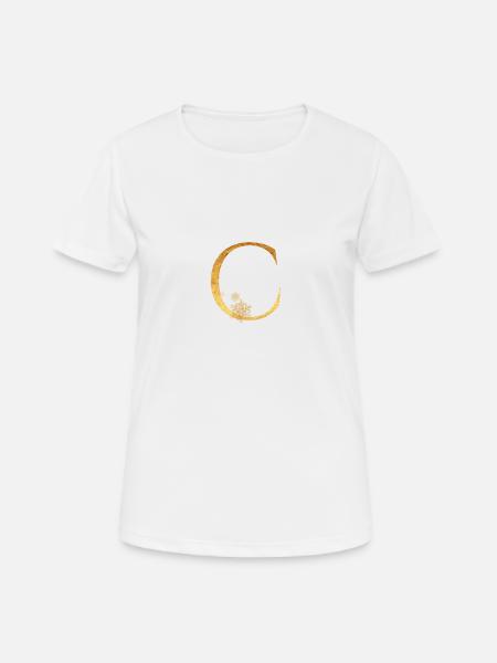 Lettre initiale C - T-shirt respirant Femme - blanc