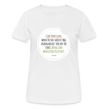 Depression pizza - Women's Breathable T-Shirt - white - Front - AI Model Female 172 dark (172cm)