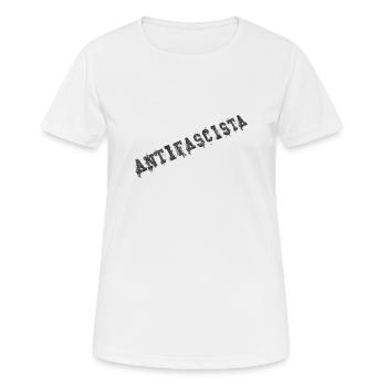 ANTIFASCHIST ANTIFASCISTA ALERTA ALERTA FCKNZS - Frauen T-Shirt atmungsaktiv - Weiß - Vorne - AI Model Female 172 dark (172cm)