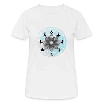 Yoga - Frauen T-Shirt atmungsaktiv - Weiß - Vorne - AI Model Female 172 dark (172cm)