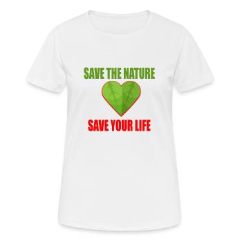 Klimaschutz - Frauen T-Shirt atmungsaktiv - Weiß - Vorne - AI Model Female 172 dark (172cm)