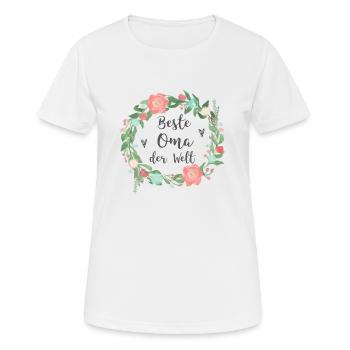 Beste Oma der Welt mit Blumen Blumenkranz - Women's Breathable T-Shirt - white - Front - AI Model Female 172 dark (172cm)