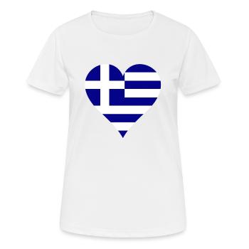 Griechische Flagge als Herz - Frauen T-Shirt atmungsaktiv - Weiß - Vorne - AI Model Female 172 dark (172cm)