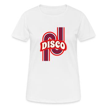 Disko - Frauen T-Shirt atmungsaktiv - Weiß - Vorne - AI Model Female 172 dark (172cm)