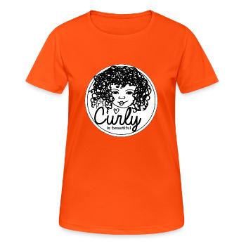 Locken Haare - Frauen T-Shirt atmungsaktiv - Neonorange - Vorne - AI Model Female 172 dark (172cm)