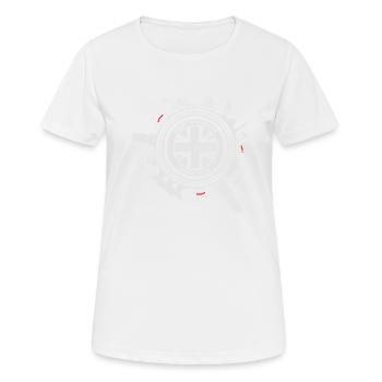 CHAINSTORY x Brompton Mon transport alternatif - T-shirt respirant Femme - blanc - Devant - AI Model Female 172 dark (172cm)