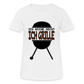 Ich koche nicht, ich grille - Grillmeister Shirt - Frauen T-Shirt atmungsaktiv - Weiß - Vorne - AI Model Female 172 dark (172cm)