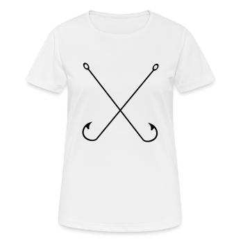 Fishing, hook, fishing hook, vintage, hipster, fish - Women's Breathable T-Shirt - white - Front - AI Model Female 172 dark (172cm)