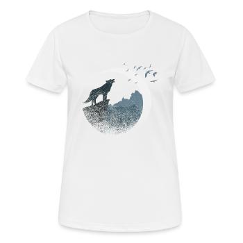 Le loup dans la pleine lune - T-shirt respirant Femme - blanc - Devant - AI Model Female 172 dark (172cm)