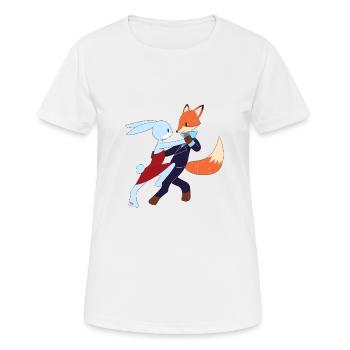 Chemise de salsa de danse salsa bunny et fox - T-shirt respirant Femme - blanc - Devant - AI Model Female 172 dark (172cm)