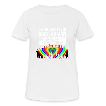 Contre le racisme (chemise anglaise) - T-shirt respirant Femme - blanc - Devant - AI Model Female 172 dark (172cm)