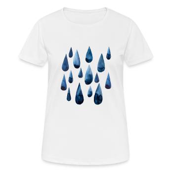 Regen I Regentropfen Aquarell Handzeichnung - Frauen T-Shirt atmungsaktiv - Weiß - Vorne - AI Model Female 172 dark (172cm)