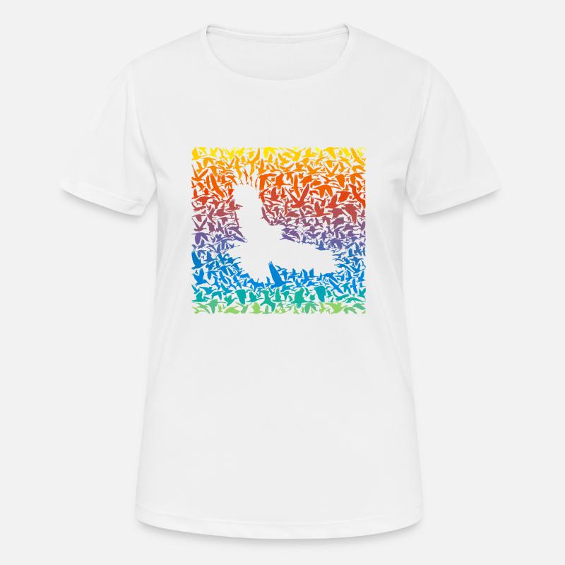 Abstract rainbow predator bird and its prey - Women's Breathable T-Shirt - white