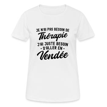 Thérapie Vendée - T-shirt respirant Femme - blanc - Devant - AI Model Female 172 dark (172cm)