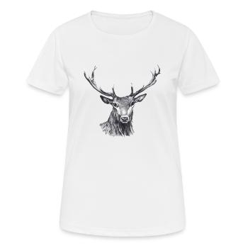 Hirsch - Frauen T-Shirt atmungsaktiv - Weiß - Vorne - AI Model Female 172 dark (172cm)