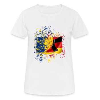 Freundschaft Rumänien Deutsch Flagge shirt flag - Frauen T-Shirt atmungsaktiv - Weiß - Vorne - AI Model Female 172 dark (172cm)