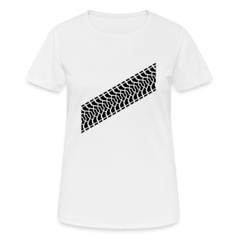 Tire footprint, tire gauge, tire tread (Diagonal) - Women's Breathable T-Shirt - white - Front - AI Model Female 172 dark (172cm)