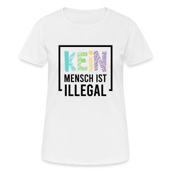 Kein Mensch ist illegal - Frauen T-Shirt atmungsaktiv - Weiß - Vorne - AI Model Female 172 dark (172cm)