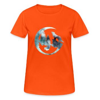 Watercolour Howling Wolf - Women's Breathable T-Shirt - neon orange - Front - AI Model Female 172 dark (172cm)