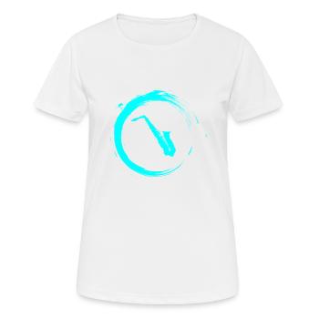 Saxofon - Frauen T-Shirt atmungsaktiv - Weiß - Vorne - AI Model Female 172 dark (172cm)