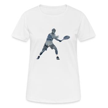 Tennis Motiv mit Doppelbelichtungs Effekt - Frauen T-Shirt atmungsaktiv - Weiß - Vorne - AI Model Female 172 dark (172cm)