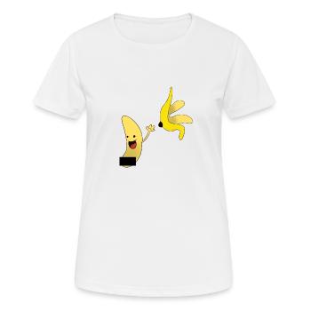 Banana / Banane - Nackt und Vogelfrei happy - Frauen T-Shirt atmungsaktiv - Weiß - Vorne - AI Model Female 172 dark (172cm)