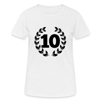 Nummer Zahl Ziffer 10 - Frauen T-Shirt atmungsaktiv - Weiß - Vorne - AI Model Female 172 dark (172cm)